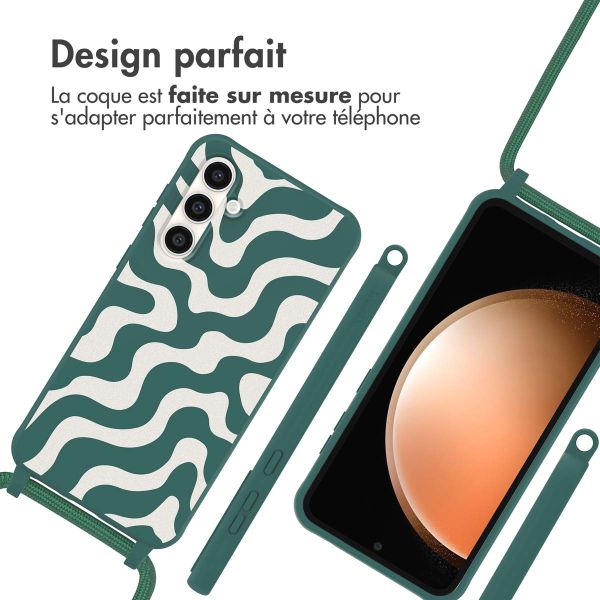 imoshion Coque design en silicone avec cordon Samsung Galaxy S23 FE - Petrol Green Groovy