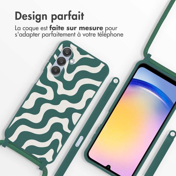 imoshion Coque design en silicone avec cordon Samsung Galaxy A25 (5G) - Petrol Green Groovy