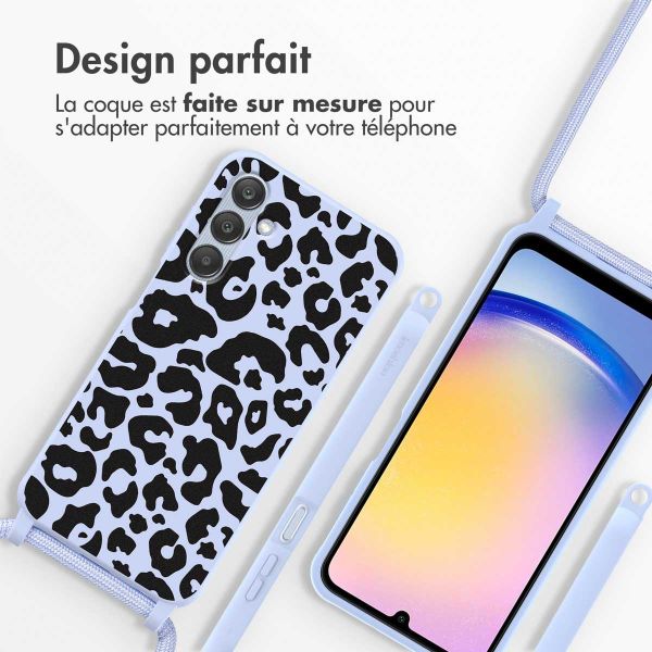 imoshion Coque design en silicone avec cordon Samsung Galaxy A25 (5G) - Animal Lila