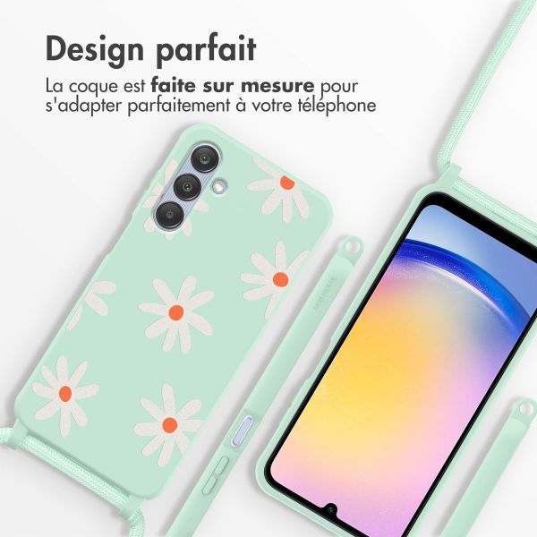 imoshion Coque design en silicone avec cordon Samsung Galaxy A25 (5G) - Green Flower Distance