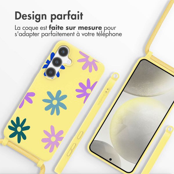 imoshion Coque design en silicone avec cordon Samsung Galaxy S24 - Yellow Flower Distance