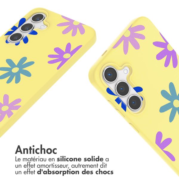 imoshion Coque design en silicone avec cordon Samsung Galaxy S24 - Yellow Flower Distance