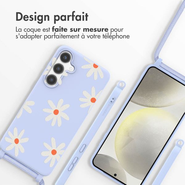 imoshion Coque design en silicone avec cordon Samsung Galaxy S24 Plus - Lila Flower Distance