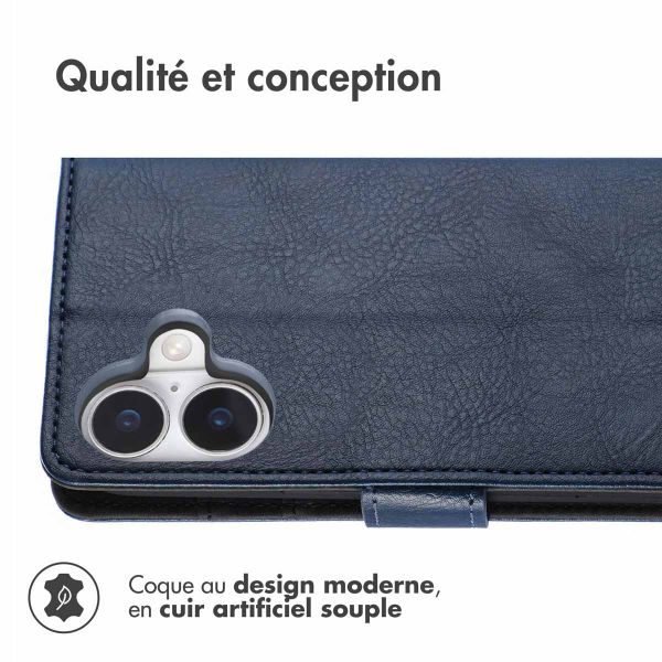 imoshion Étui de téléphone portefeuille Luxe iPhone 16 - Bleu foncé