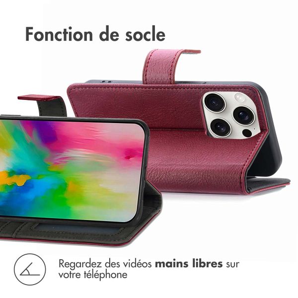 imoshion Étui de téléphone portefeuille Luxe iPhone 16 Pro - Bordeaux