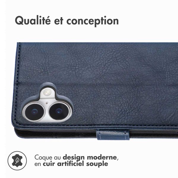 imoshion Étui de téléphone portefeuille Luxe iPhone 16 Plus - Bleu foncé