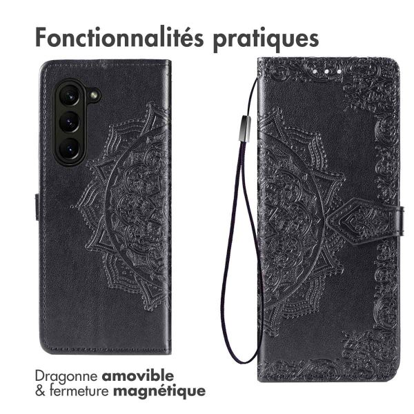 imoshion Etui de téléphone portefeuille Mandala Samsung Galaxy Z Fold 6 - Noir