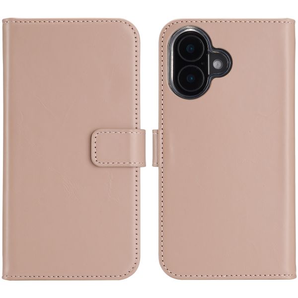 Selencia Étui de téléphone portefeuille en cuir véritable iPhone 16 Plus - Dusty Pink