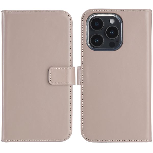 Selencia Étui de téléphone portefeuille en cuir véritable iPhone 16 Pro - Dusty Pink