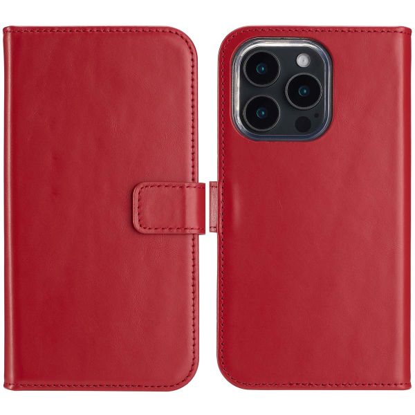 Selencia Étui de téléphone portefeuille en cuir véritable iPhone 16 Pro - Rouge