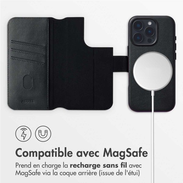 Accezz Étui de téléphone portefeuille en cuir 2-en-1 avec MagSafe iPhone 16 Pro Max - Onyx Black