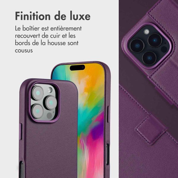 Accezz Étui de téléphone portefeuille en cuir 2-en-1 avec MagSafe iPhone 16 Pro Max - Heath Purple