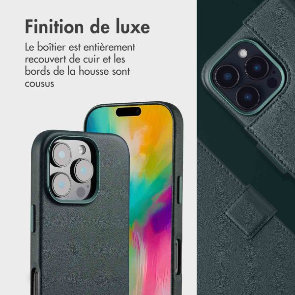 Accezz Étui de téléphone portefeuille en cuir 2-en-1 avec MagSafe iPhone 16 Pro Max - Cedar Green