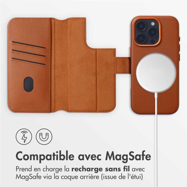 Accezz Étui de téléphone portefeuille en cuir 2-en-1 avec MagSafe iPhone 16 Pro Max - Sienna Brown