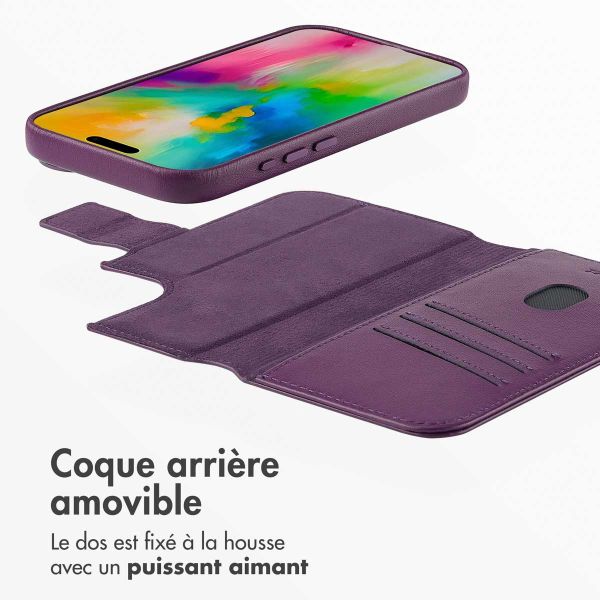 Accezz Étui de téléphone portefeuille en cuir 2-en-1 avec MagSafe iPhone 16  - Heath Purple