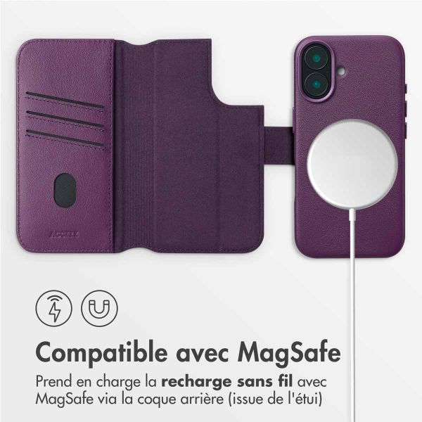 Accezz Étui de téléphone portefeuille en cuir 2-en-1 avec MagSafe iPhone 16  - Heath Purple