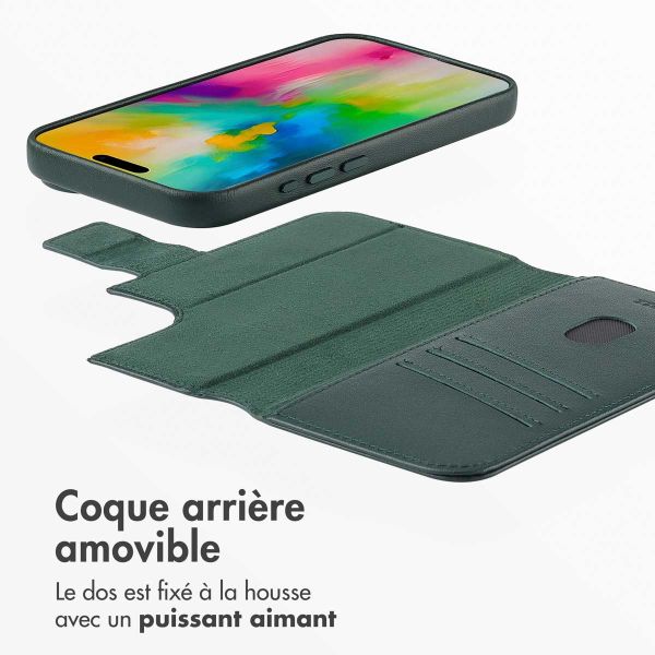 Accezz Étui de téléphone portefeuille en cuir 2-en-1 avec MagSafe iPhone 16  - Cedar Green