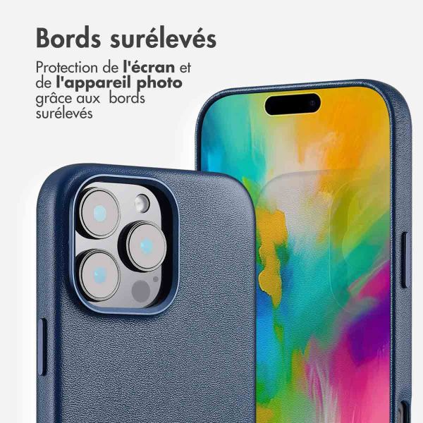 Accezz Coque arrière en cuir avec MagSafe iPhone 16 Pro Max - Nightfall Blue