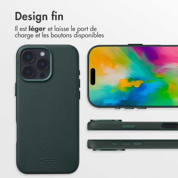 Accezz Coque arrière en cuir avec MagSafe iPhone 16 Pro Max - Cedar Green