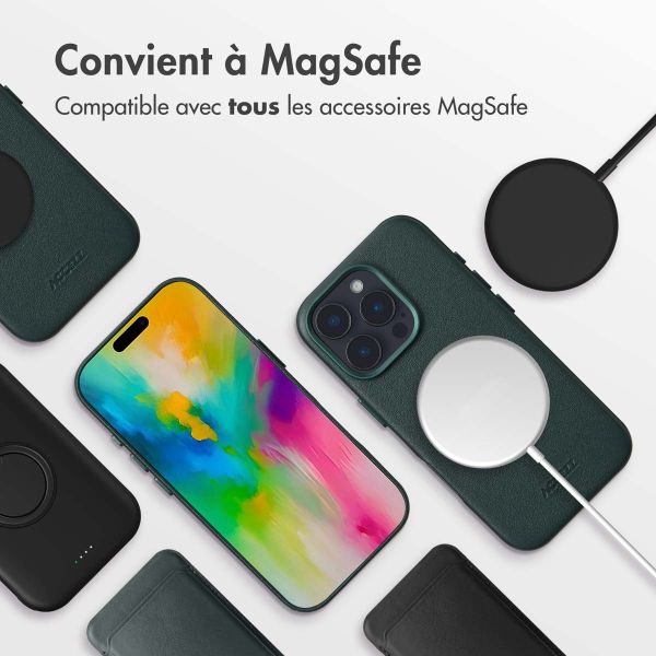 Accezz Coque arrière en cuir avec MagSafe iPhone 16 Pro Max - Cedar Green