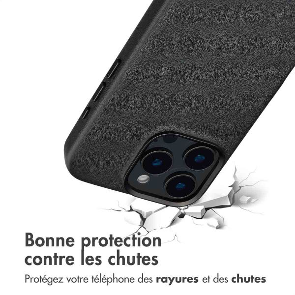 Accezz Coque arrière en cuir avec MagSafe iPhone 16 Pro - Onyx Black