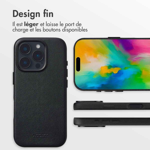 Accezz Coque arrière en cuir avec MagSafe iPhone 16 Pro - Onyx Black