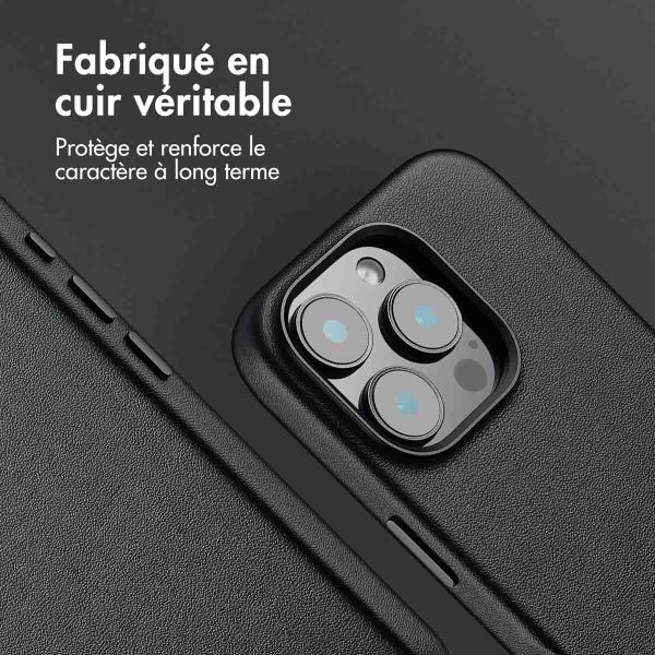 Accezz Coque arrière en cuir avec MagSafe iPhone 16 Pro - Onyx Black