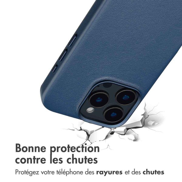 Accezz Coque arrière en cuir avec MagSafe iPhone 16 Pro - Nightfall Blue