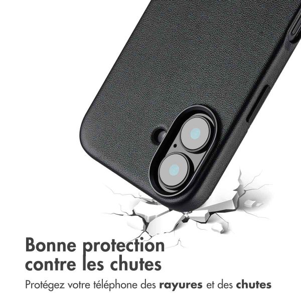 Accezz Coque arrière en cuir avec MagSafe iPhone 16 - Onyx Black