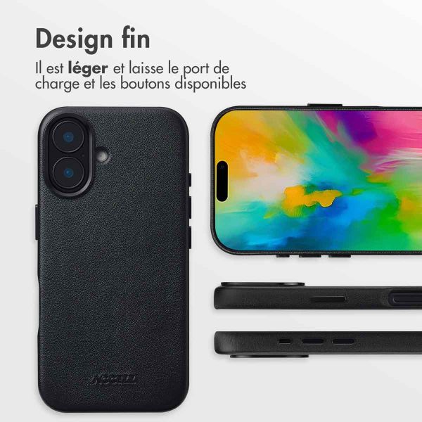 Accezz Coque arrière en cuir avec MagSafe iPhone 16 - Onyx Black