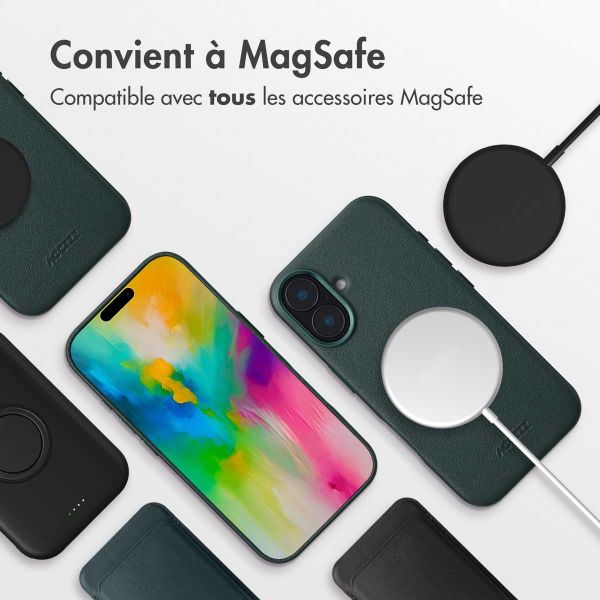 Accezz Coque arrière en cuir avec MagSafe iPhone 16 - Cedar Green