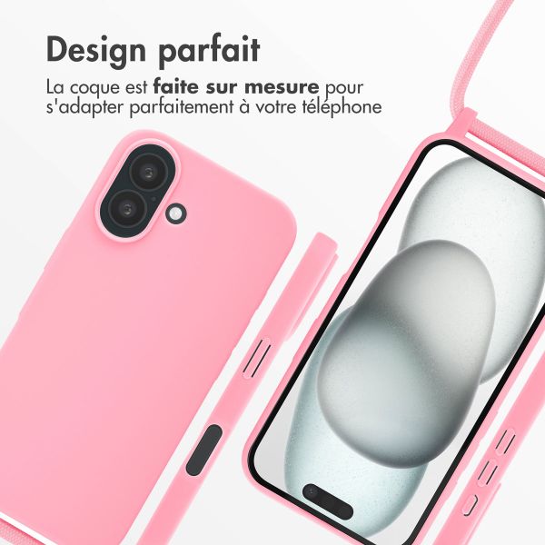 imoshion Coque en silicone avec cordon iPhone 16 - Rose