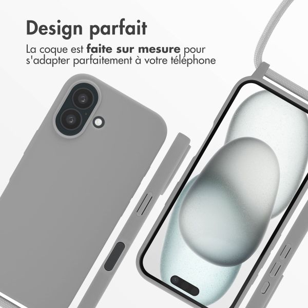 imoshion Coque en silicone avec cordon iPhone 16 - Gris clair