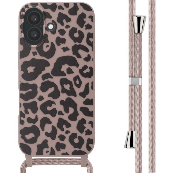 imoshion Coque design en silicone avec cordon iPhone 16 - Animal Pink