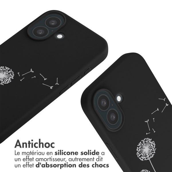 imoshion Coque design en silicone avec cordon iPhone 16 - Dandelion Black