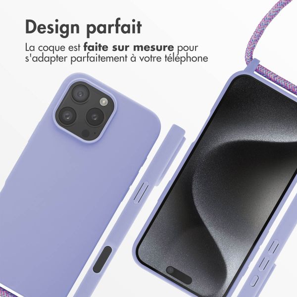 imoshion Coque en silicone avec cordon iPhone 16 Pro Max - Violet