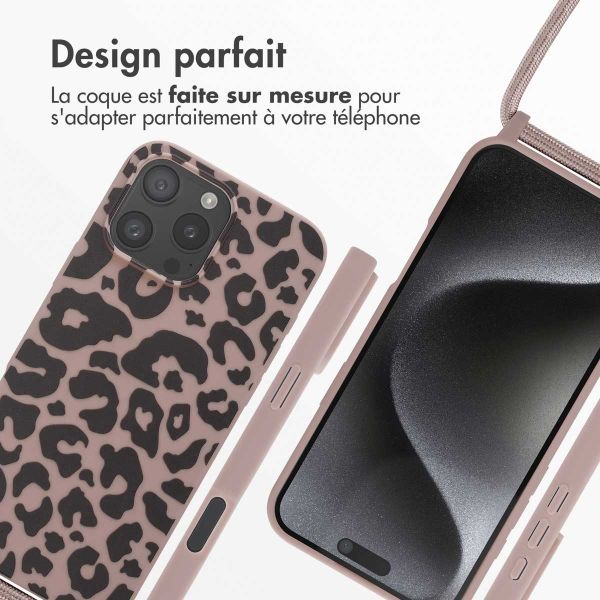 imoshion Coque design en silicone avec cordon iPhone 16 Pro Max - Animal Pink