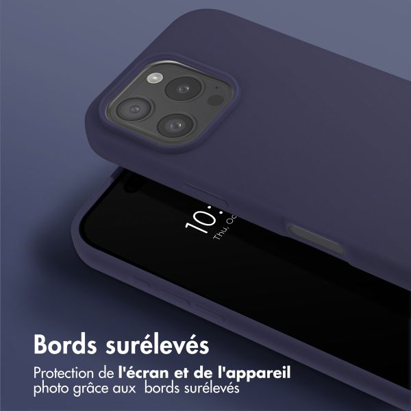 Selencia Coque silicone avec cordon amovible iPhone 16 Pro Max - Bleu foncé