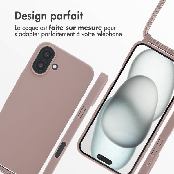 imoshion Coque en silicone avec cordon iPhone 16 Plus - Sand Pink