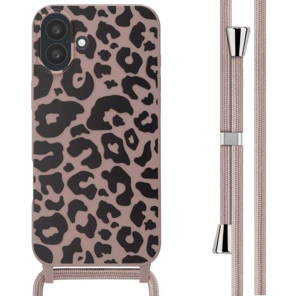 imoshion Coque design en silicone avec cordon iPhone 16 Plus - Animal Pink