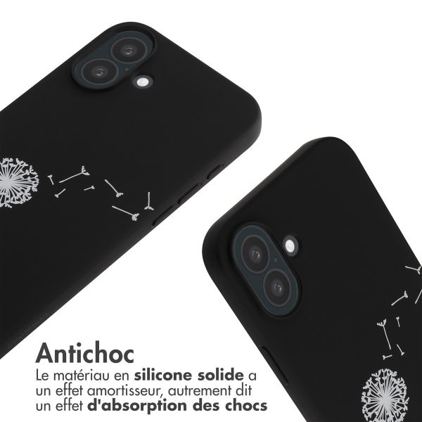 imoshion Coque design en silicone avec cordon iPhone 16 Plus - Dandelion Black