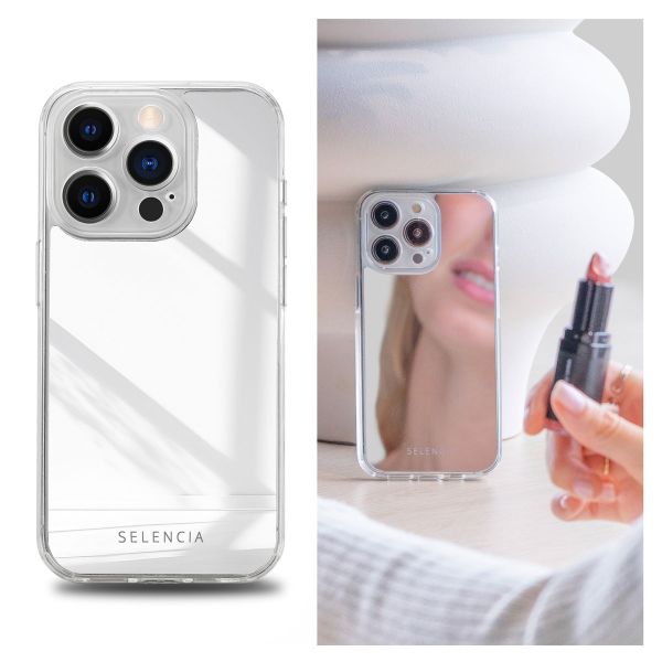 Selencia Coque Mirror iPhone 15 Pro - Coque avec miroir - Argent