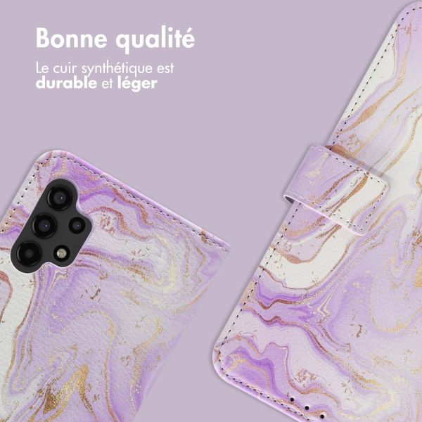 imoshion Étui de téléphone portefeuille Design Samsung Galaxy A13 (4G) - Purple Marble