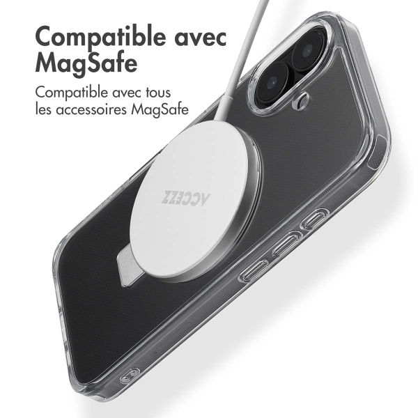 Accezz Coque Ring Stand avec MagSafe iPhone 16 - Transparent