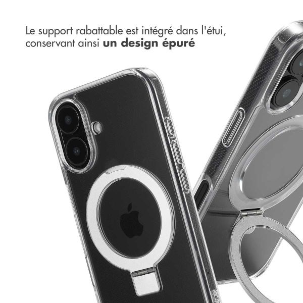 Accezz Coque Ring Stand avec MagSafe iPhone 16 - Transparent