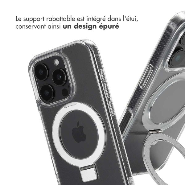 Accezz Coque Ring Stand avec MagSafe iPhone 16 Pro - Transparent