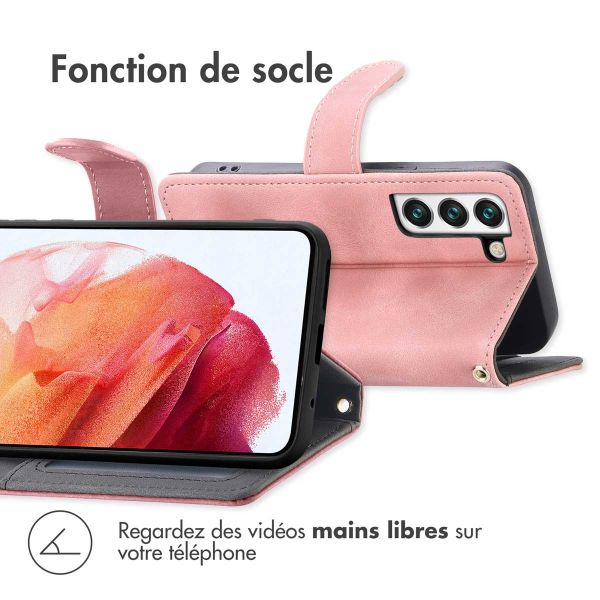 imoshion Etui de téléphone portefeuille avec cordon Samsung Galaxy S21 FE - Rose