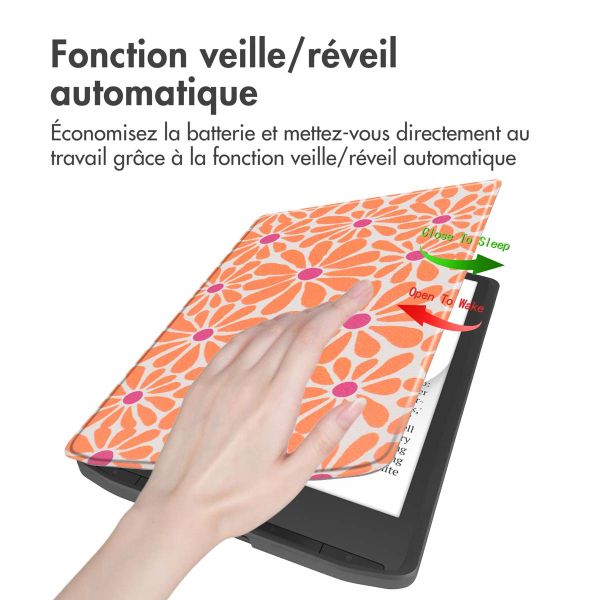 imoshion Slim Soft Sleepcover Pocketbook InkPad Color 3 / InkPad 4 - Orange Flowers Connect