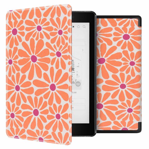 imoshion Design Slim Hard Case Sleepcover Kobo Aura One - Orange Flowers Connect