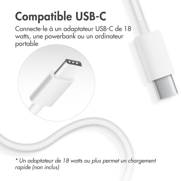 Accezz Chargeur MagSafe sans fil USB-C - 1 mètre - Blanc